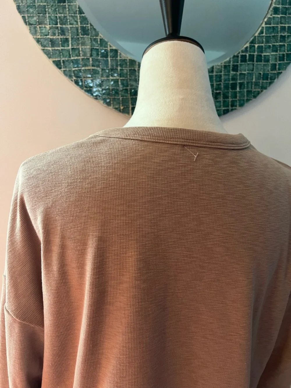 Vuori Women's Long Sleeve Henley in Taupe - Picture 8 of 11